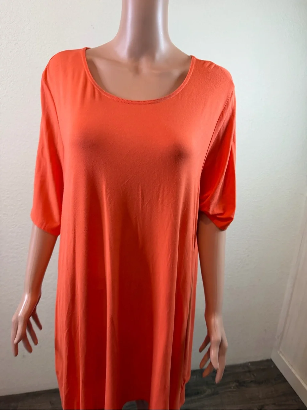 Eileen Fisher  Dress Orange Knee Length Quarter Sleeve Dress Size 3x  W Pockets